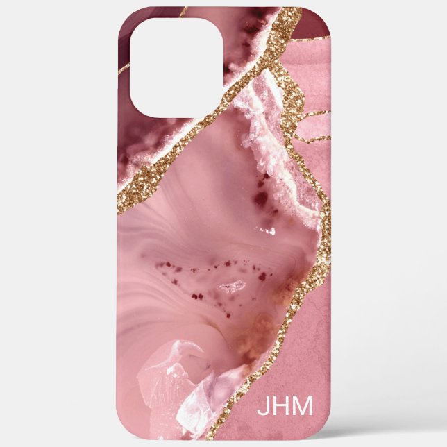 Modern Rose Gold Agate Case-Mate iPhone Case (Back)