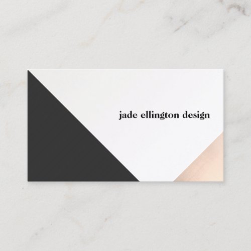 Modern Rose Gold and Black Abstract Geometric Business Card