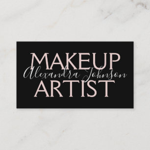 Modern Rose Gold and Black Make Up Artist Business Card