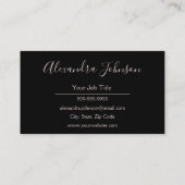 Modern Rose Gold and Black Massage Therapist Business Card (Back)