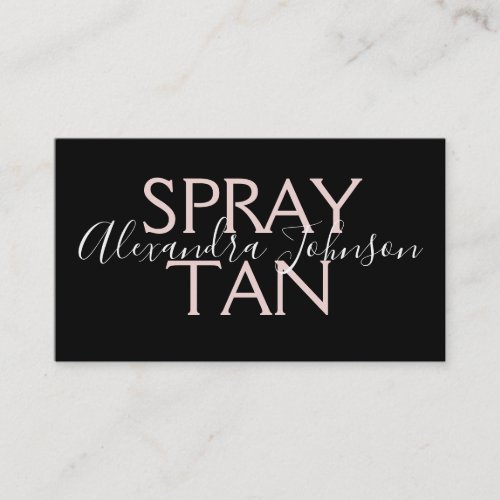 Modern Rose Gold and Black Spray Tan Business Card