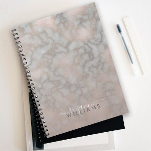 Modern Rose Gold and Gray Elegant Marble Notebook