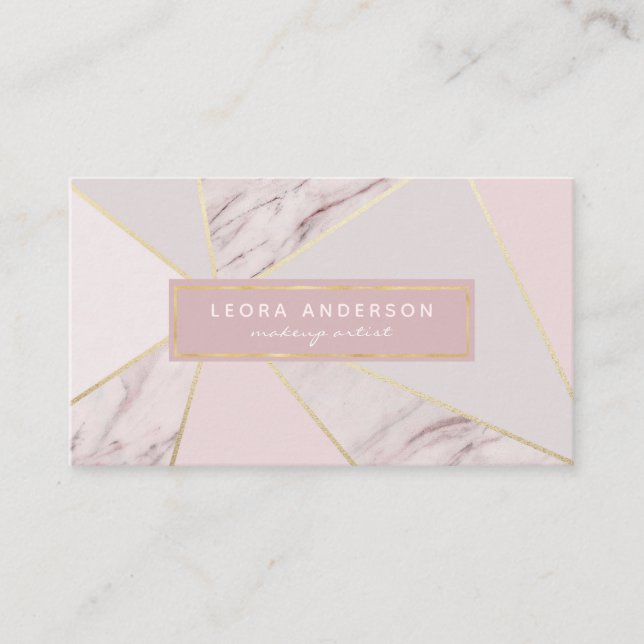Modern Rose Gold and Marble Abstract Pattern Business Card (Front)