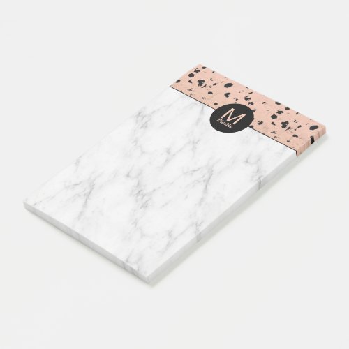 Modern Rose Gold and Marble Pattern with Monogram Post_it Notes