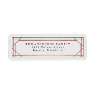 Modern Rose Gold Art Deco   Holiday Label