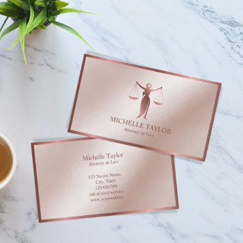 Modern Rose Gold Attorney Lawyer Office Business Card by smmdsgn at Zazzle