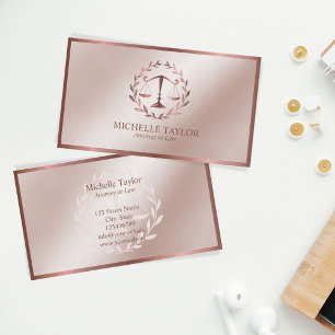 Modern Rose Gold Attorney Lawyer Office Business Card