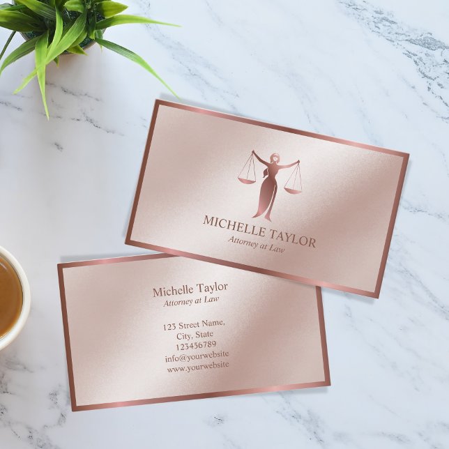 Modern Rose Gold Attorney Lawyer Office Business Card (Creator Uploaded)