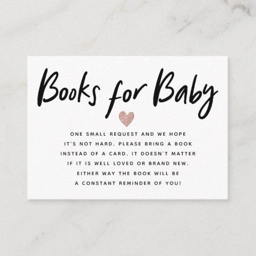 Modern Rose Gold Baby Shower  Book Request Enclosure Card