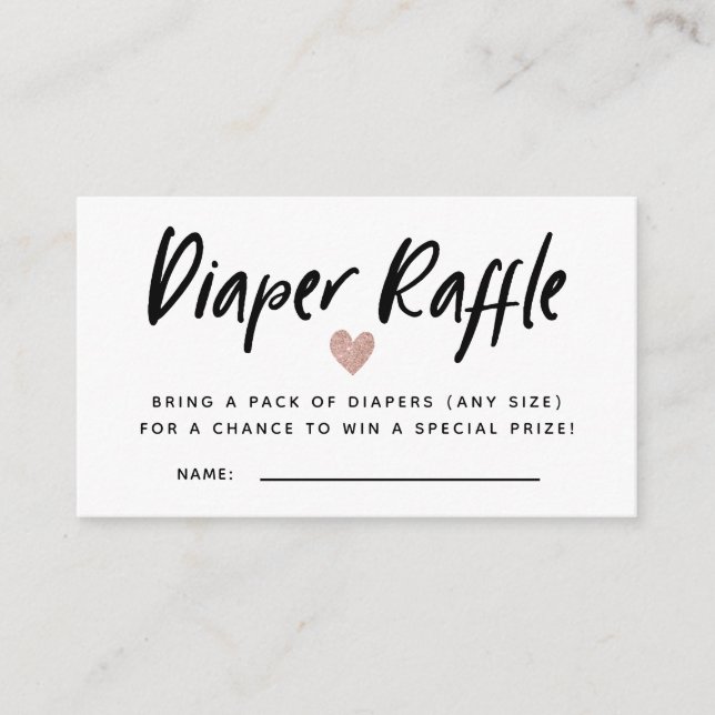 Modern Rose Gold Baby Shower Diaper Raffle Tickets Enclosure Card (Front)