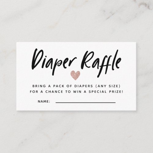 Modern Rose Gold Baby Shower Diaper Raffle Tickets Enclosure Card