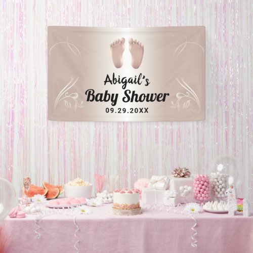 Modern Rose Gold Baby Shower Welcome Banner
