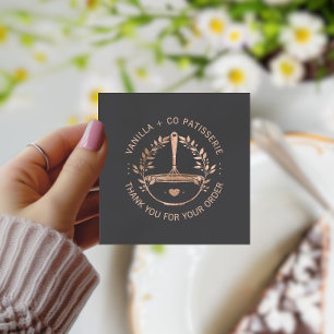 Modern Rose Gold Bakery Business Thank you Square Business Card