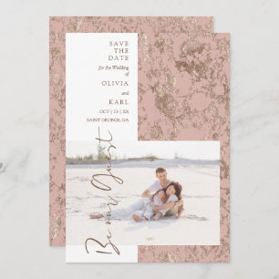 Modern Rose Gold Be Our Guest Photo Couple