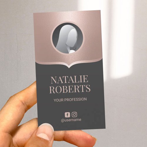 Modern Rose Gold Beauty Salon  Spa Photo Business Card