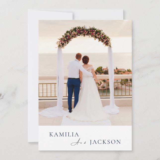 Modern Rose Gold Black Back Minimalist Wedding  Invitation (Front)