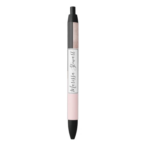 Modern Rose Gold Black Blush Pink Geometric Black Ink Pen