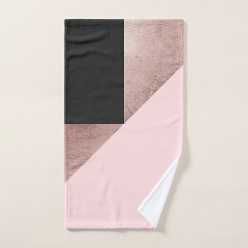 Modern Rose Gold Black Blush Pink Geometric Hand Towel