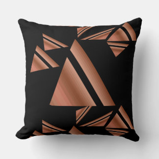 Modern Rose Gold Black Geometric Triangles Throw Pillow