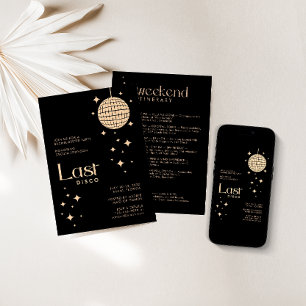 Modern Rose Gold & Black "Last Disco" Bachelorette Foil Invitation