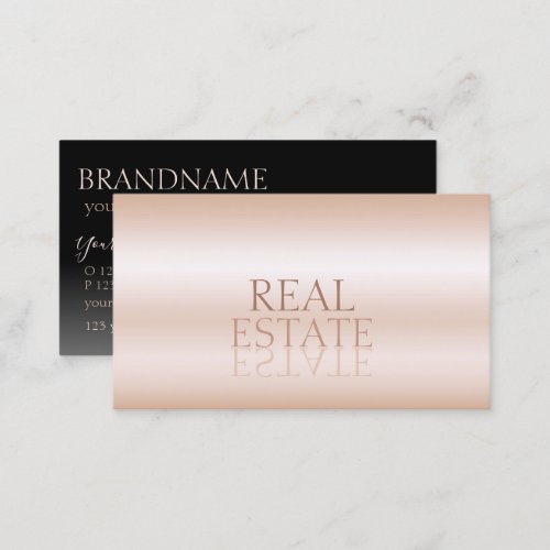 Modern Rose Gold Black Mirror Letters Professional Business Card