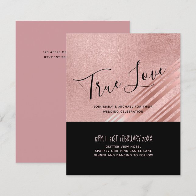 Modern Rose Gold Black Wedding (Front/Back)