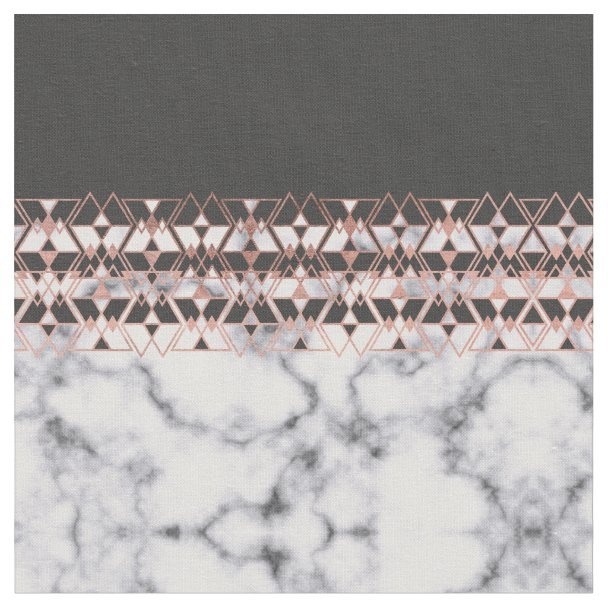 Modern Rustic Black White and Faux Gold Geometric Fabric | Zazzle