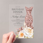 Modern Rose Gold Blush Floral Dress Birthday