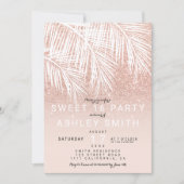 Modern rose gold blush palm tree elegant Sweet 16 Invitation (Front)