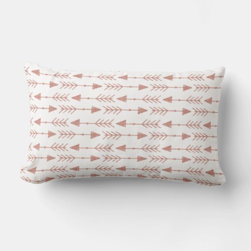 Modern Rose Gold Bohemian Tribal Arrows Lumbar Pillow