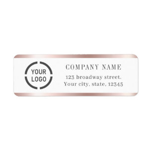 Modern rose gold border logo return address label
