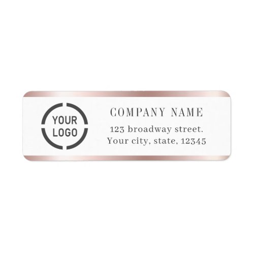 Modern rose gold border logo return address label