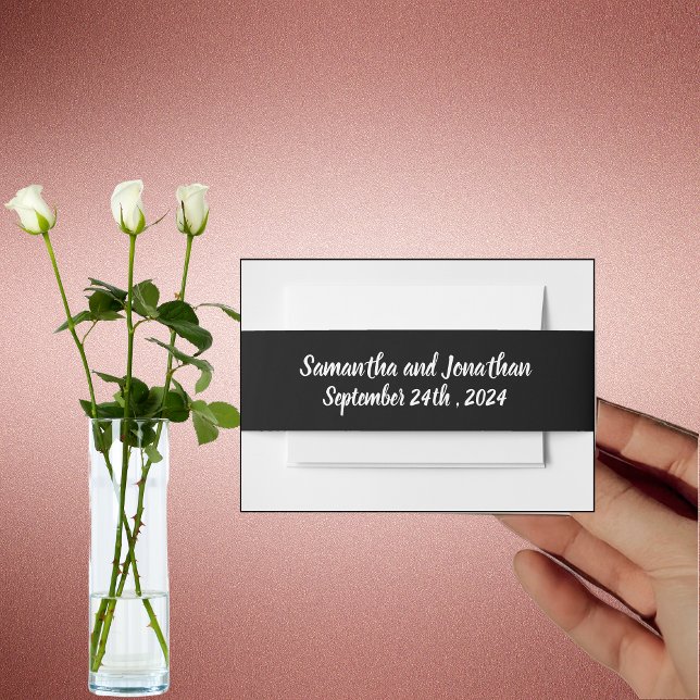 Modern Rose Gold Border on Black  Invitation Belly Band (Creator Uploaded)