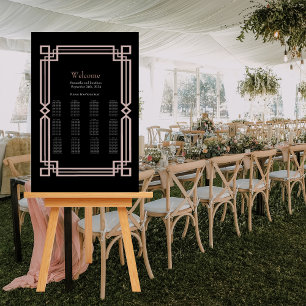 Modern Rose Gold Border on Black Seating Chart Foam Board