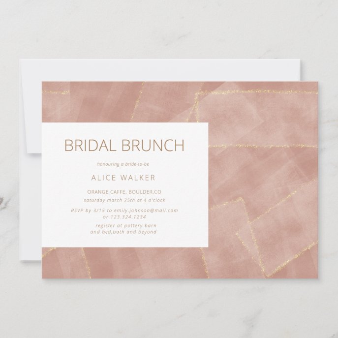 modern rose gold bridal brunch invitation