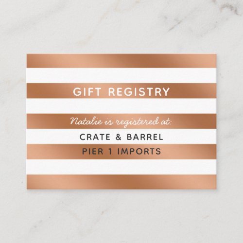 Modern Rose Gold Bridal Shower Gift Registry Enclosure Card