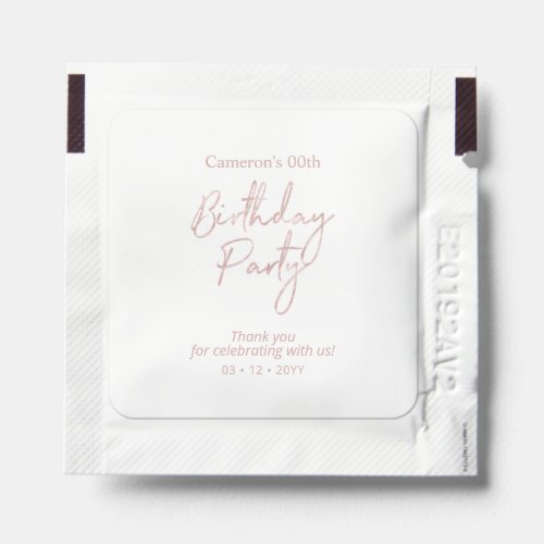 Modern Rose gold Brush Lettering Party Thank you Hand Sanitizer Packet