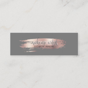 Modern Rose Gold Brush Stroke, Makeup Artist Mini Business Card