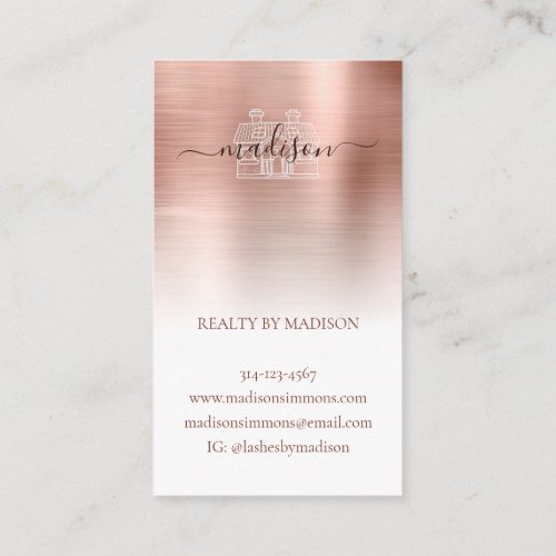 Modern Rose Gold Brushed Metal Custom Logo Brand B Business Card