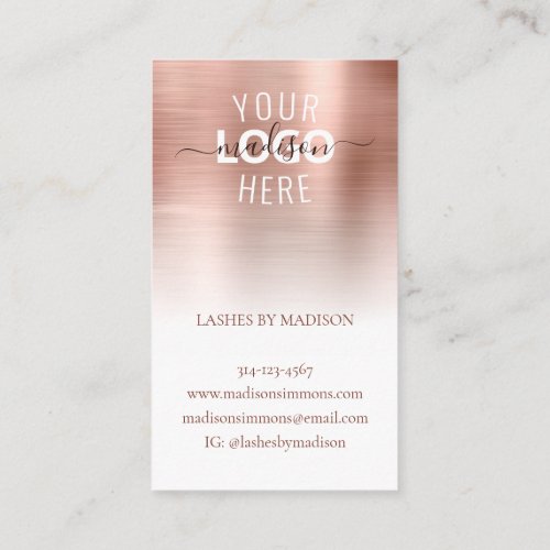 Modern Rose Gold Brushed Metal Custom Logo Brand Business Card