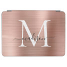 Modern Rose Gold Brushed Metal Monogram Script iPad Air Cover Modern Rose Gold Brushed Metal Monogram Script iPad Air Cover