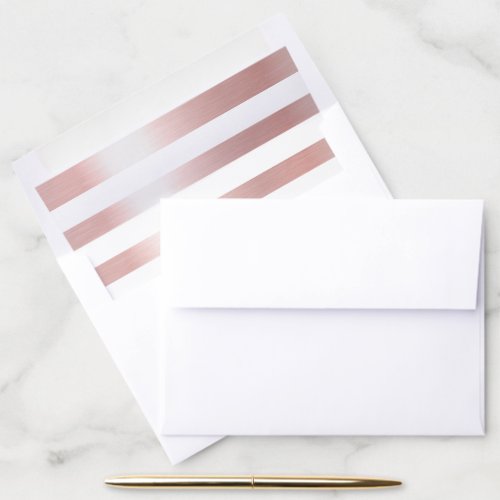 Modern Rose Gold Brushed Metal White Stripe Envelope Liner