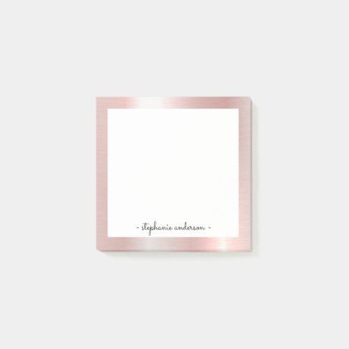 Modern Rose Gold Brushed Metallic Personalized Post_it Notes