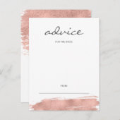 Modern Rose Gold Brushstroke Advice For Bride Card (Front/Back)
