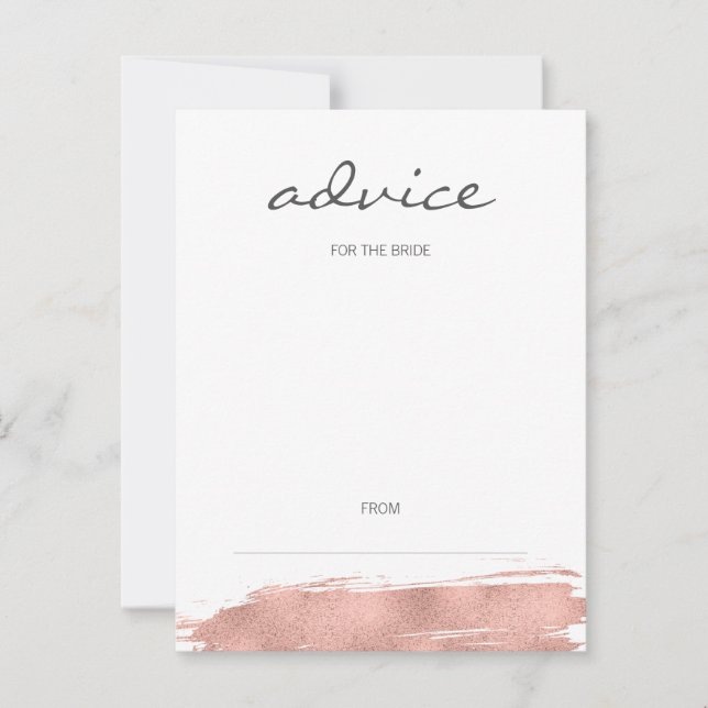 Modern Rose Gold Brushstroke Advice For Bride Card (Front)
