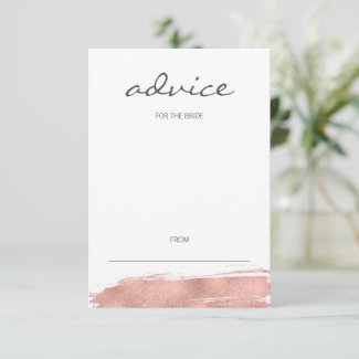Modern Rose Gold Brushstroke Advice For Bride Card