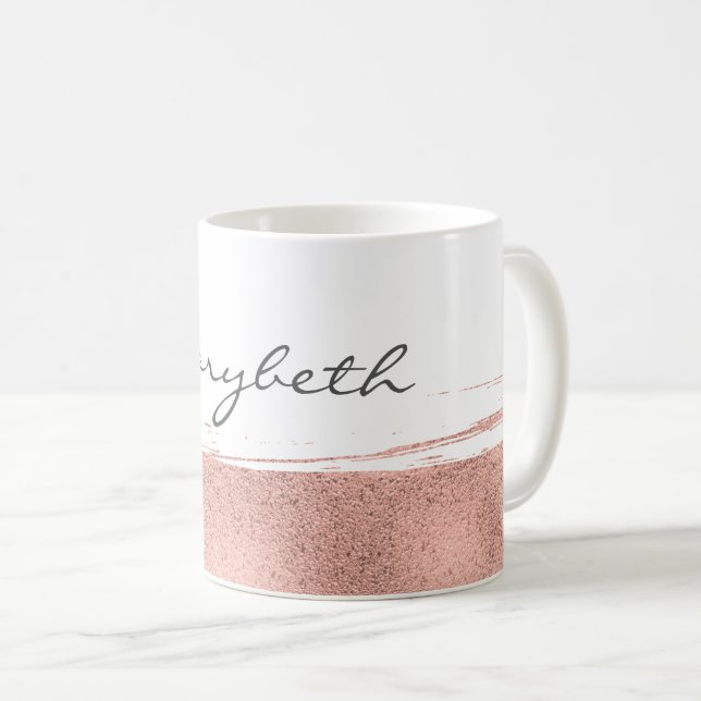 Modern Rose Gold Brushstroke Coffee Mug (Front Right)