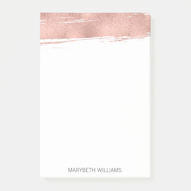 Modern Rose Gold Brushstroke Notes (Front)