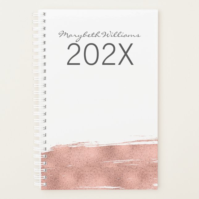 Modern Rose Gold Brushstroke Planner (Front)