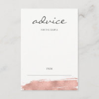 Modern Rose Gold Brushstroke Wedding Advice Card